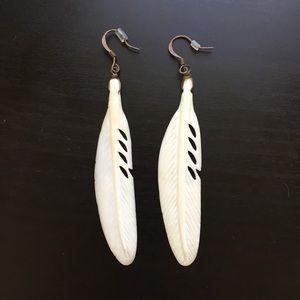 SOLD - White feather earrings